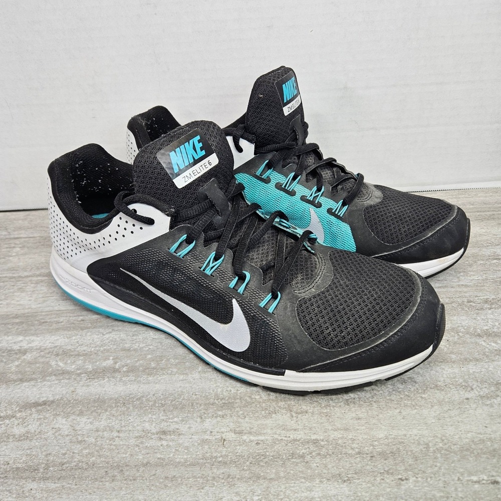 Nike Zoom Elite 6 Mens Running Shoes Sneakers Black Blue White - Size 12